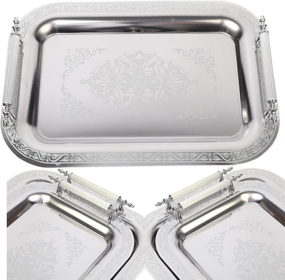 Set of 2 Modern Elegant Large Serving Tray, Rectangle Decorative Tray
