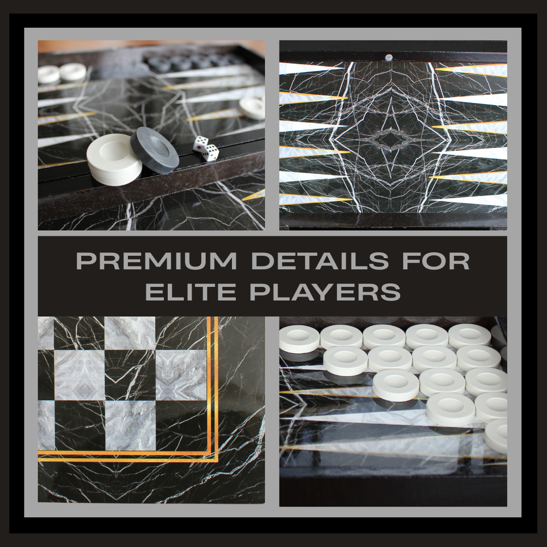 PARK & OZ Premium Turkish Backgammon and Checkers Set 19 Inch Handmade  (BLACK MARBLE)
