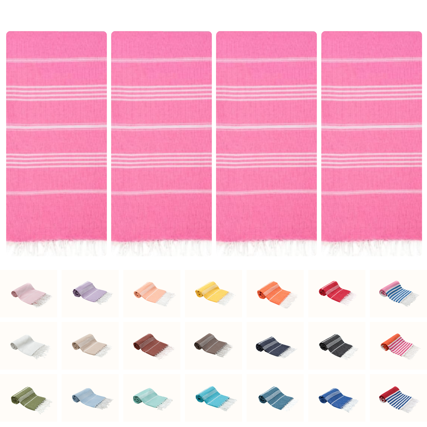 PARK & OZ Pack of 4 - Turkish Beach Towels – Oversized 100% Cotton Quick-Dry & Sand-Free Blanket 72" x 40"