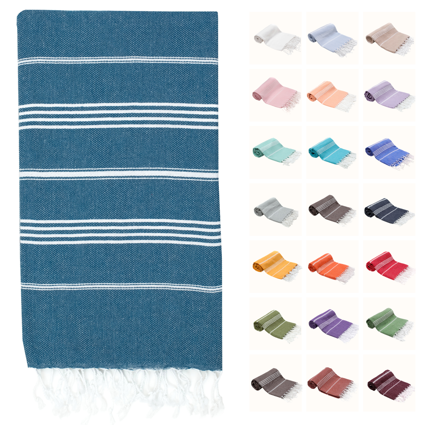 PARK & OZ Turkish Beach Towel – Oversized 100% Cotton Quick-Dry & Sand-Free Blanket 72"x40"
