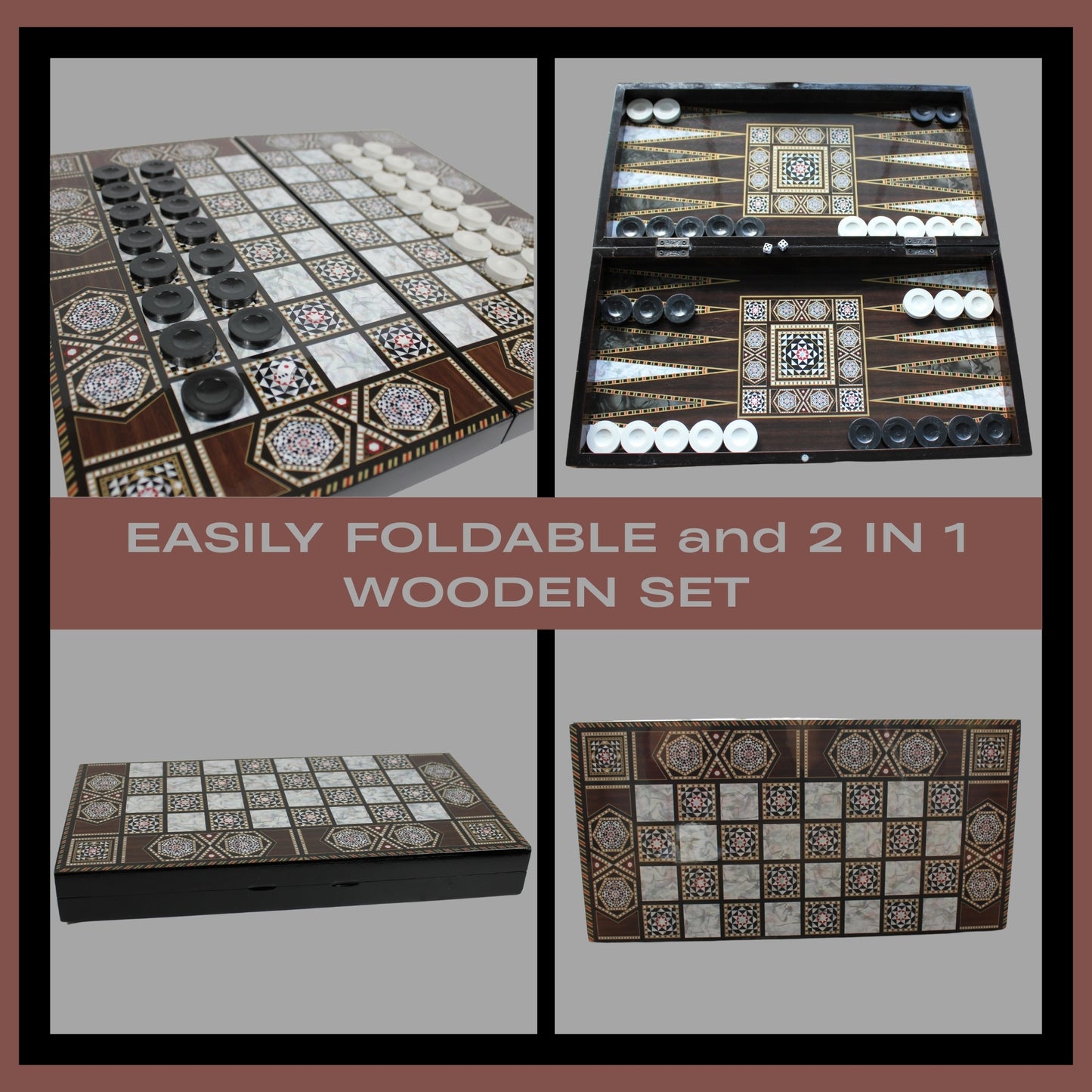 Turkish Backgammon Board Game Set Pearl Style