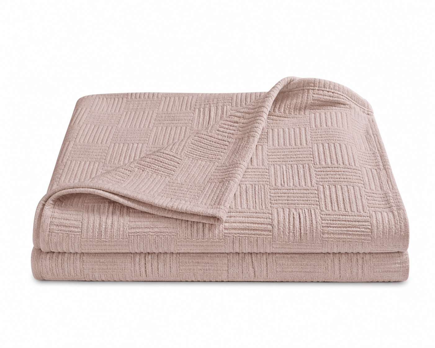PARK & OZ Turkish Cotton Coverlet, 79 x 91 Inches, Checkerboard Textured Bedspread, Breathable Tightly Woven Bedding Layer, Made in Turkey (GREEN CLAY)