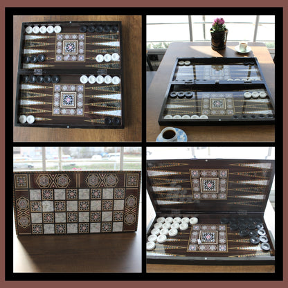Turkish Backgammon Board Game Set Pearl Style