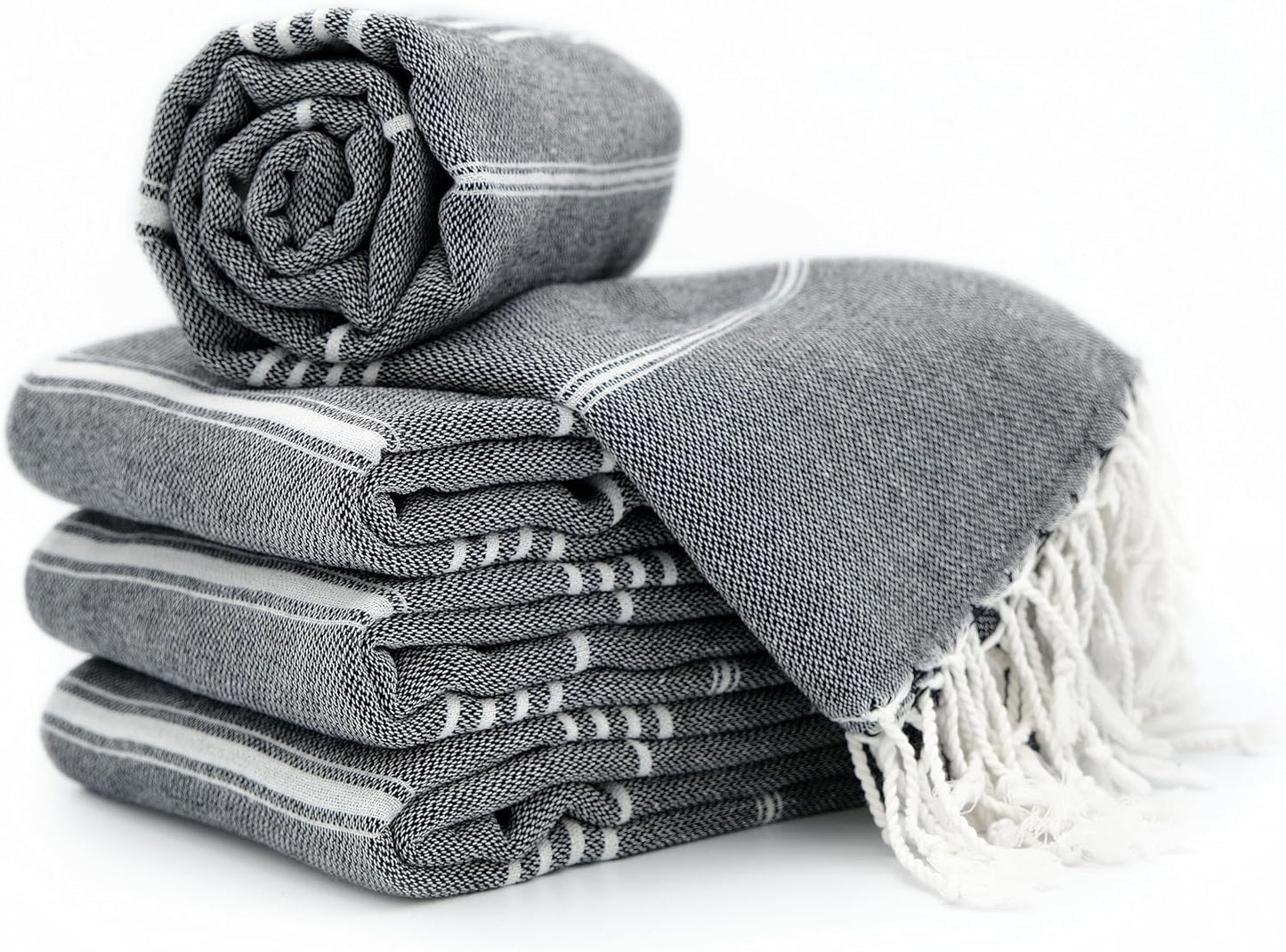 PARK & OZ Pack of 4 - Turkish Beach Towels – Oversized 100% Cotton Quick-Dry & Sand-Free Blanket 72" x 40"