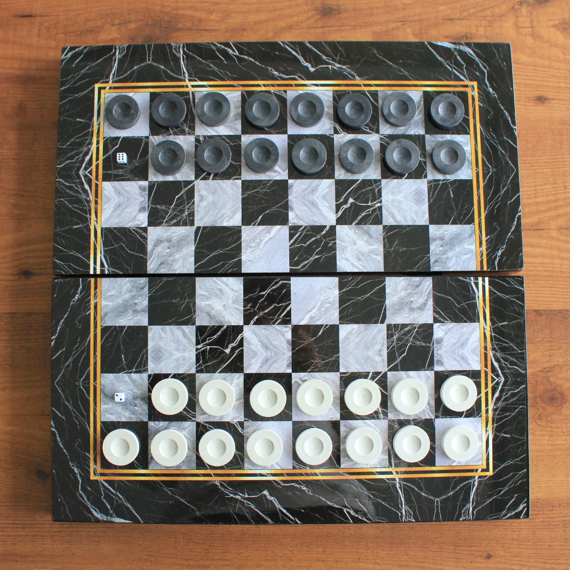 PARK & OZ Premium Turkish Backgammon and Checkers Set 19 Inch Handmade  (BLACK MARBLE)