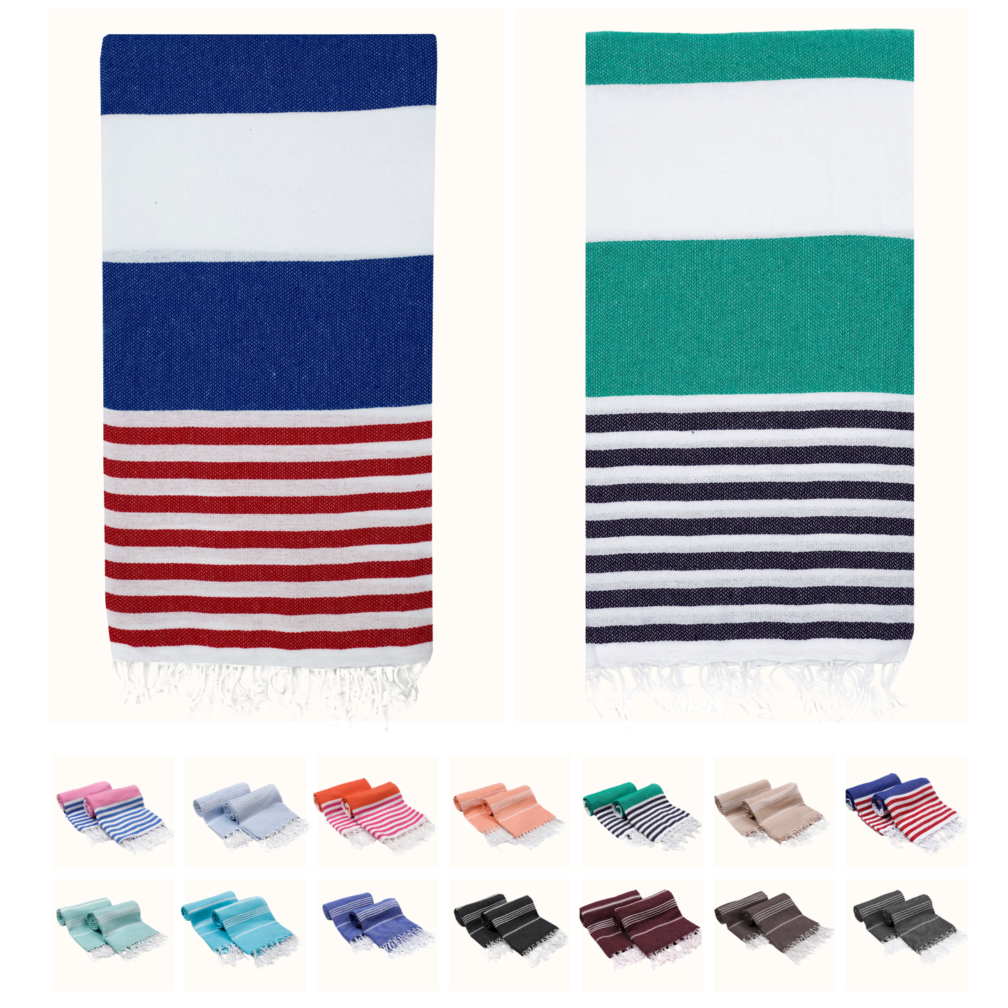 PARK & OZ Pack of 2 - Turkish Beach Towels  – Oversized 100% Cotton Quick-Dry & Sand-Free Towels 72"x40"