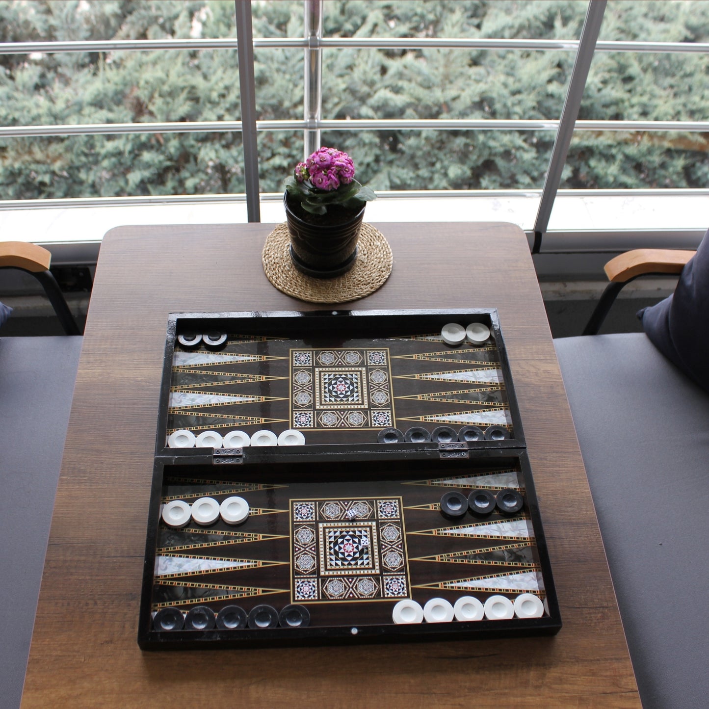 Turkish Backgammon Board Game Set Pearl Style