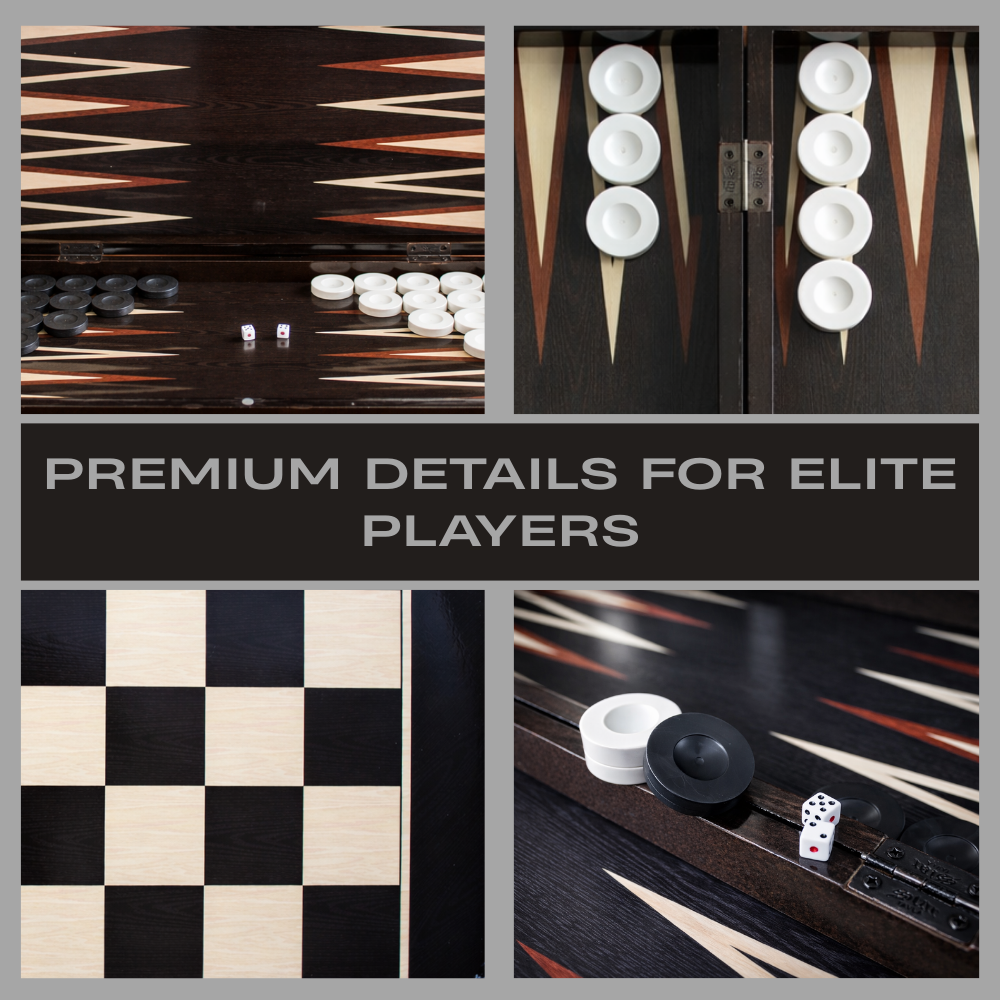 PARK & OZ Premium Turkish Backgammon and Checkers Set 19 Inch Handmade  (DARK WENGE))