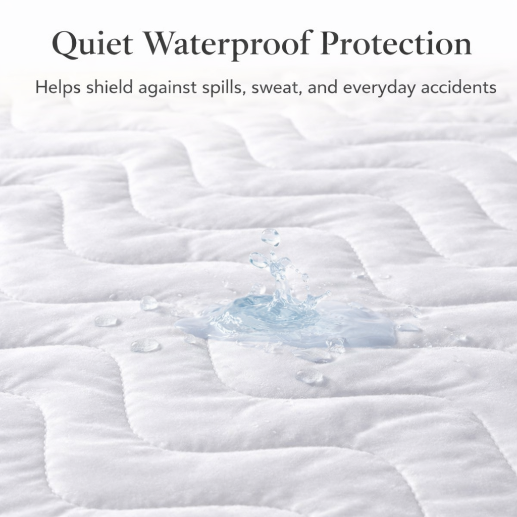 PARK & OZ Quilted Waterproof Mattress Protector,Premium Fitted Mattress Pad Cover, Noiseless Breathable Surface, Deep Pocket, Machine Washable