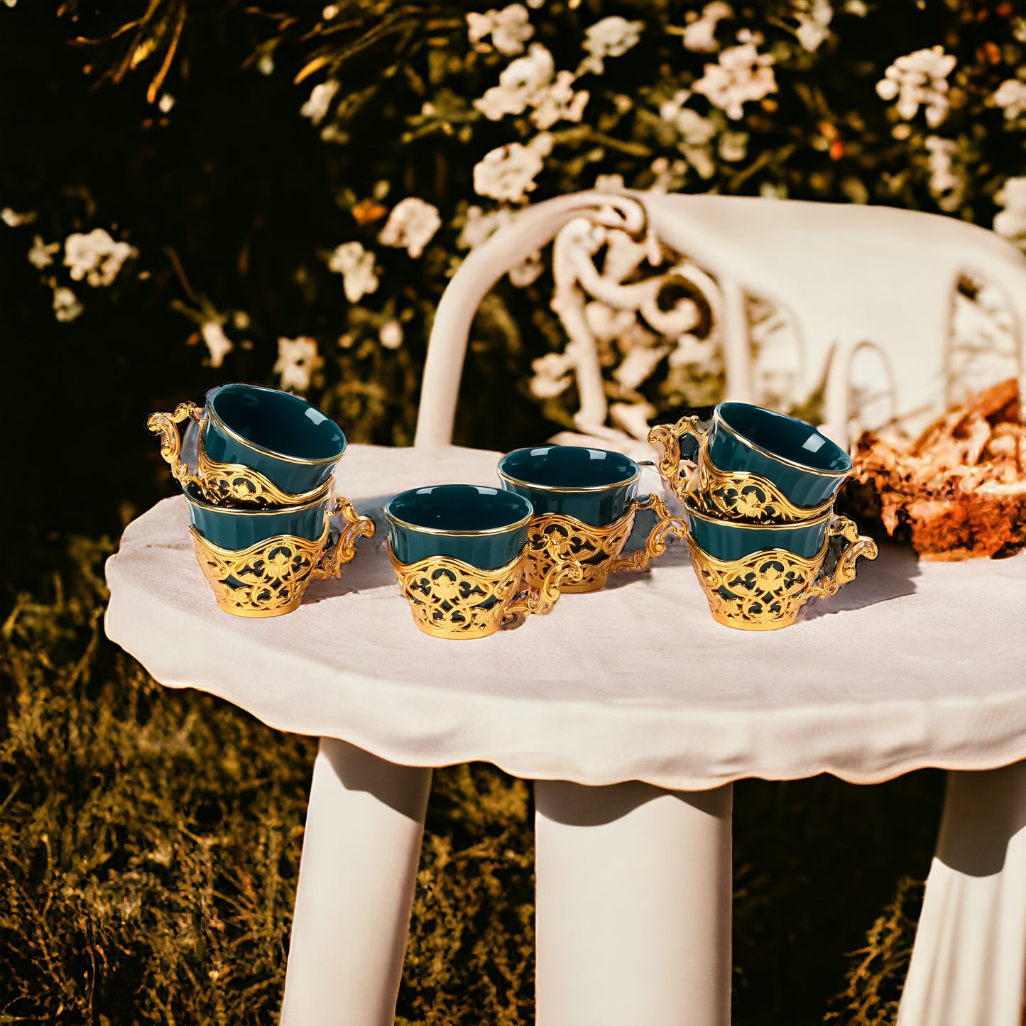 Café Set - 6 Cups and Saucers for Tea, Coffee, and Hot Chocolate