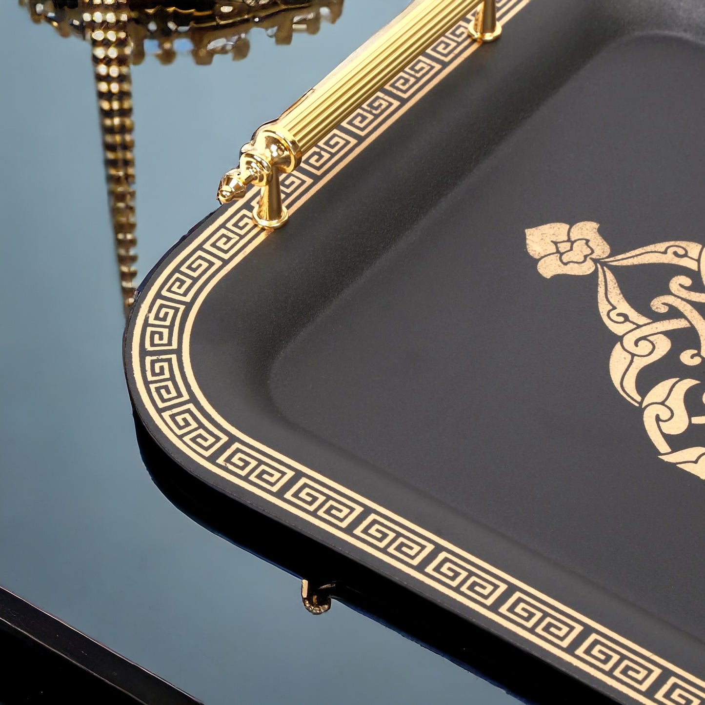 Set of 2 Modern Elegant Large Serving Tray, Rectangle Decorative Tray