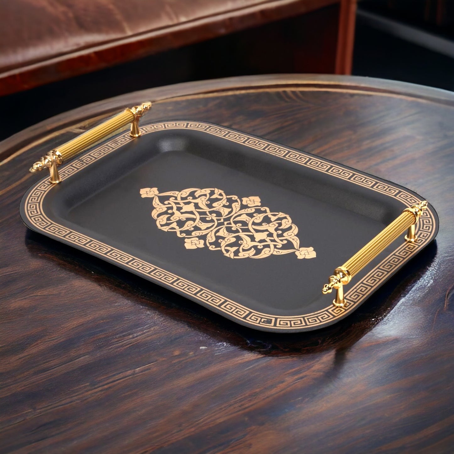 Set of 2 Modern Elegant Large Serving Tray, Rectangle Decorative Tray
