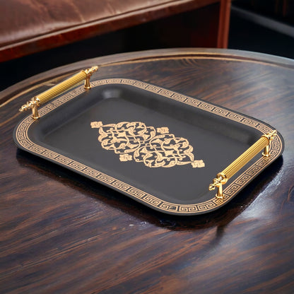 Set of 2 Modern Elegant Large Serving Tray, Rectangle Decorative Tray