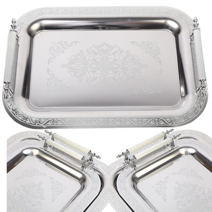 Set of 2 Modern Elegant Large Serving Tray, Rectangle Decorative Tray