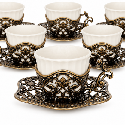 Acar SET631AS Elisa antique gold-tone coffee set — AI-assisted detail view