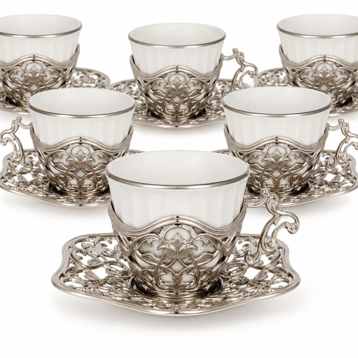 Acar SET631BE Elisa silver-tone coffee set — AI-assisted detail view