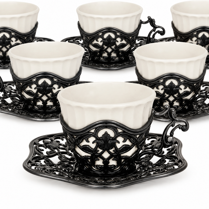 Acar SET631KA Elisa dark tinned-finish coffee set — AI-assisted detail view