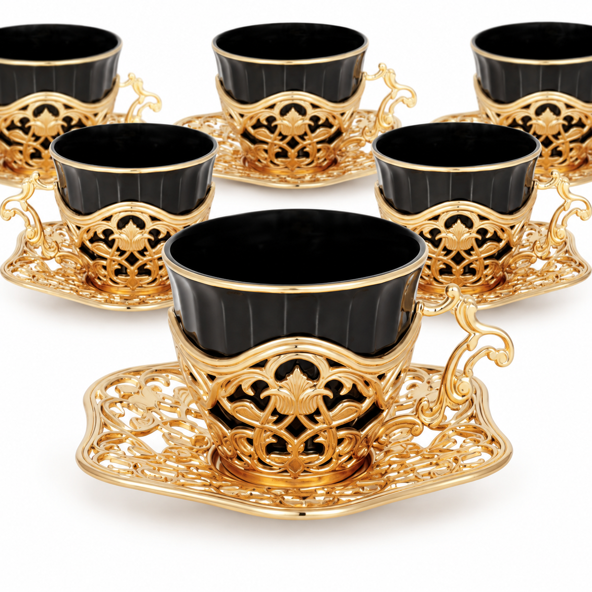Acar SET632SA Elisa black and gold-tone coffee set — AI-assisted detail view
