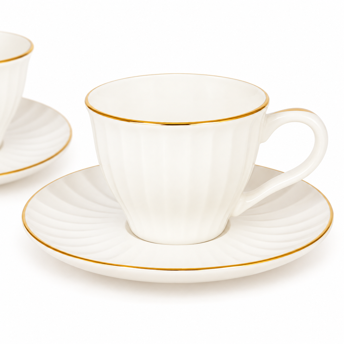 Acar SET820SA Charisma two-cup set with gold-tone rims — AI-assisted detail view