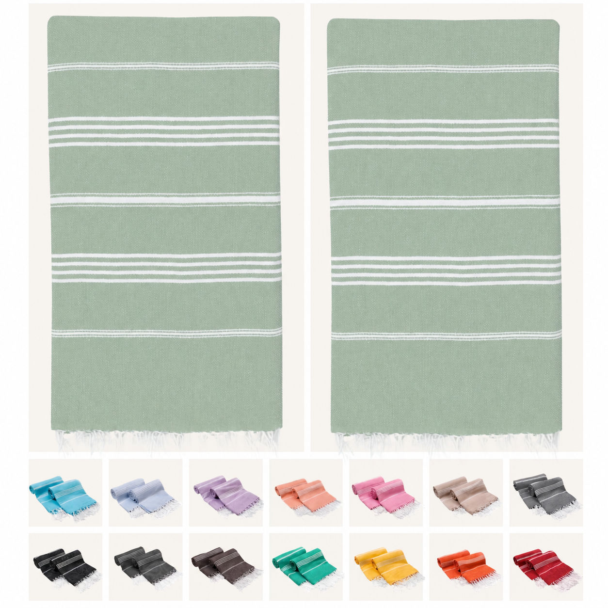 PARK & OZ Pack of 2 - Turkish Beach Towels  – Oversized 100% Cotton Quick-Dry & Sand-Free Towels 72"x40"
