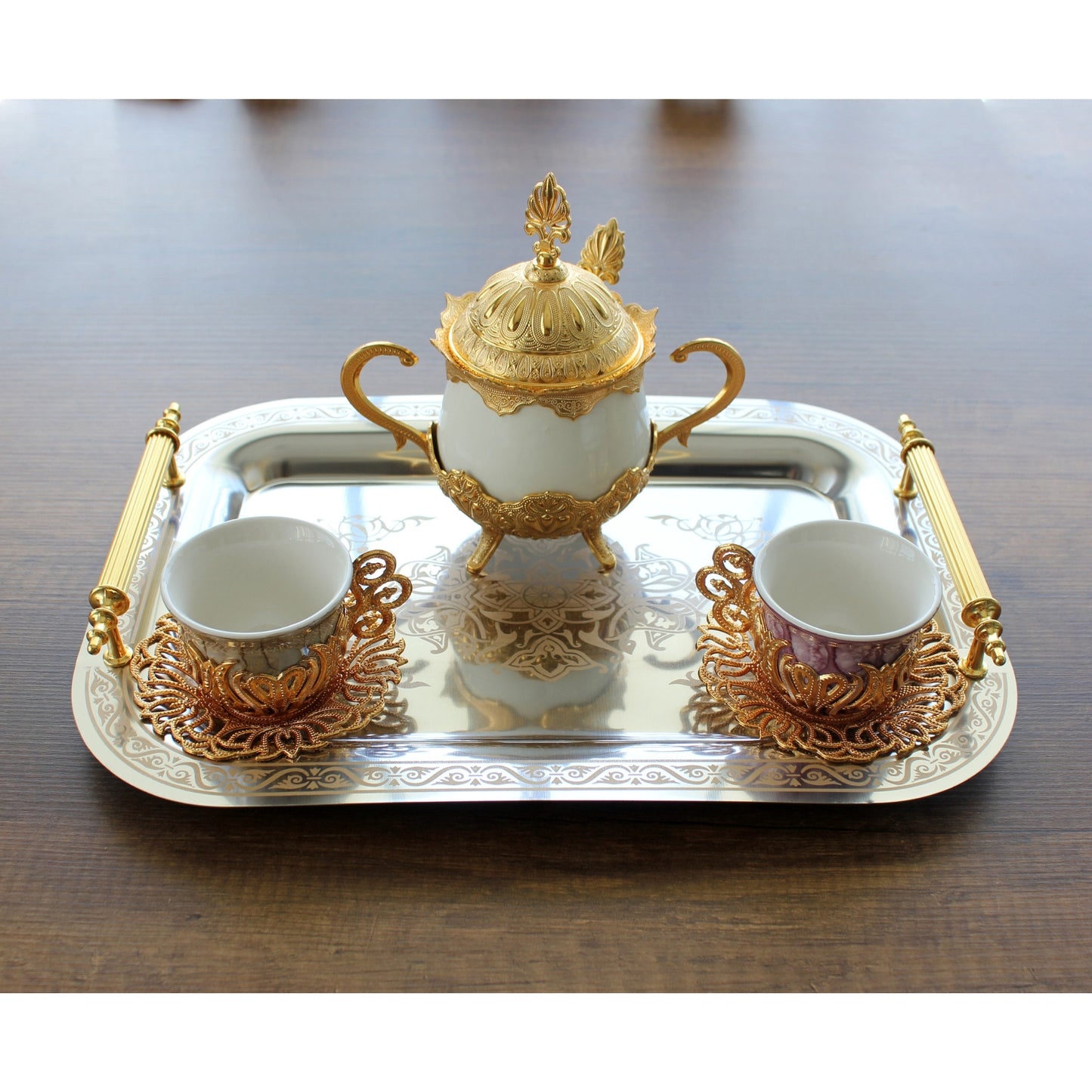 Set of 2 Modern Elegant Large Serving Tray, Rectangle Decorative Tray