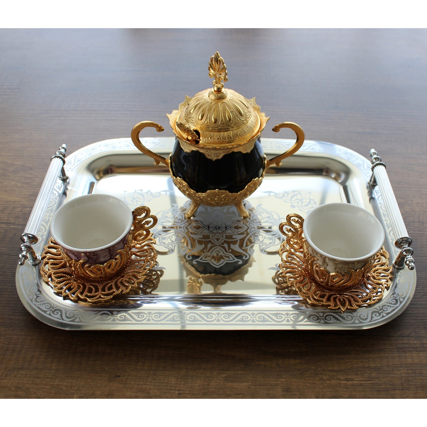 Set of 2 Modern Elegant Large Serving Tray, Rectangle Decorative Tray