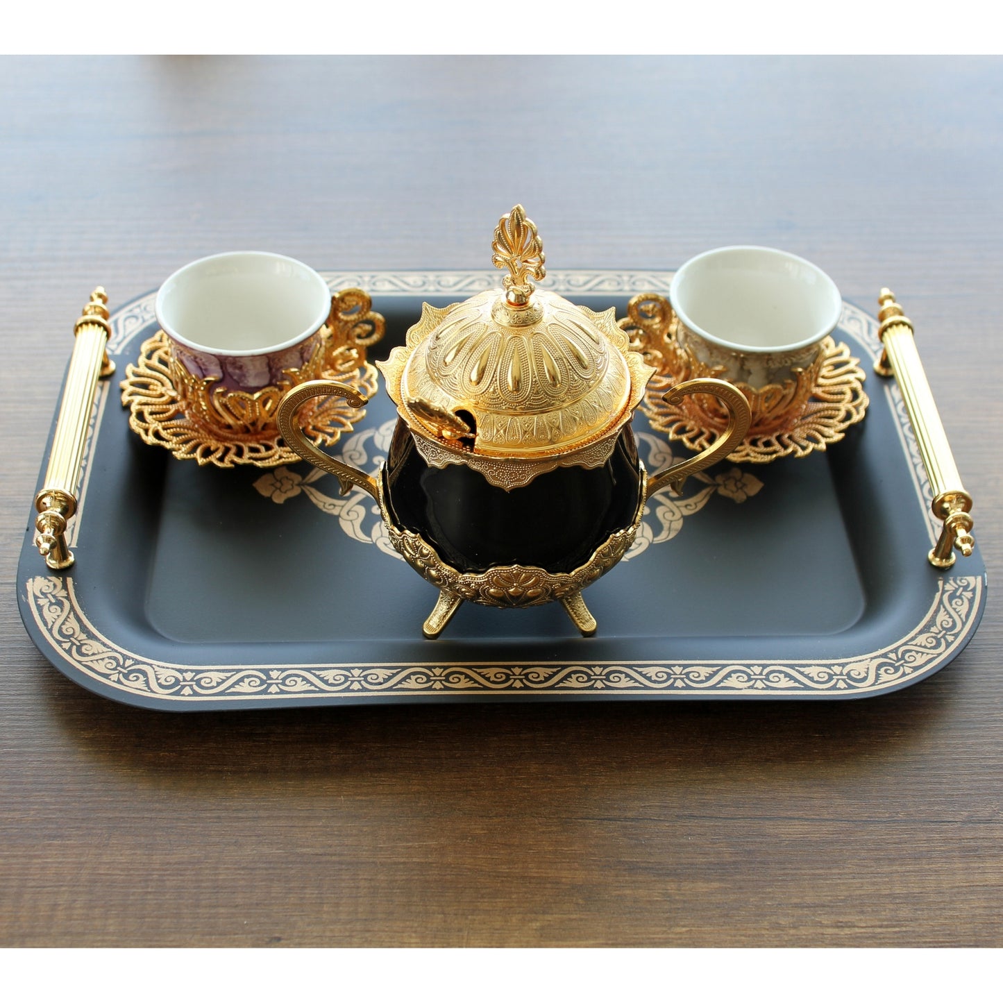 Set of 2 Modern Elegant Large Serving Tray, Rectangle Decorative Tray