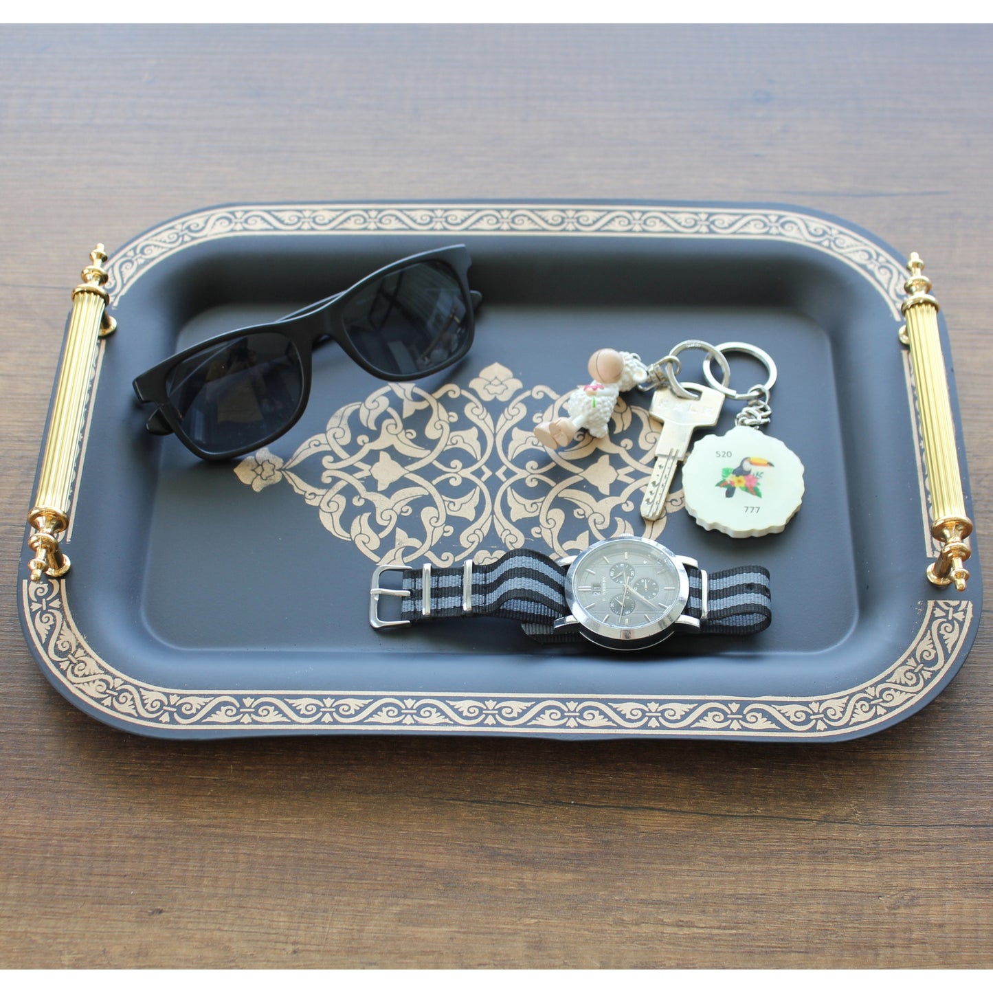 Set of 2 Modern Elegant Large Serving Tray, Rectangle Decorative Tray