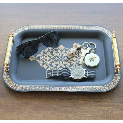 Set of 2 Modern Elegant Large Serving Tray, Rectangle Decorative Tray