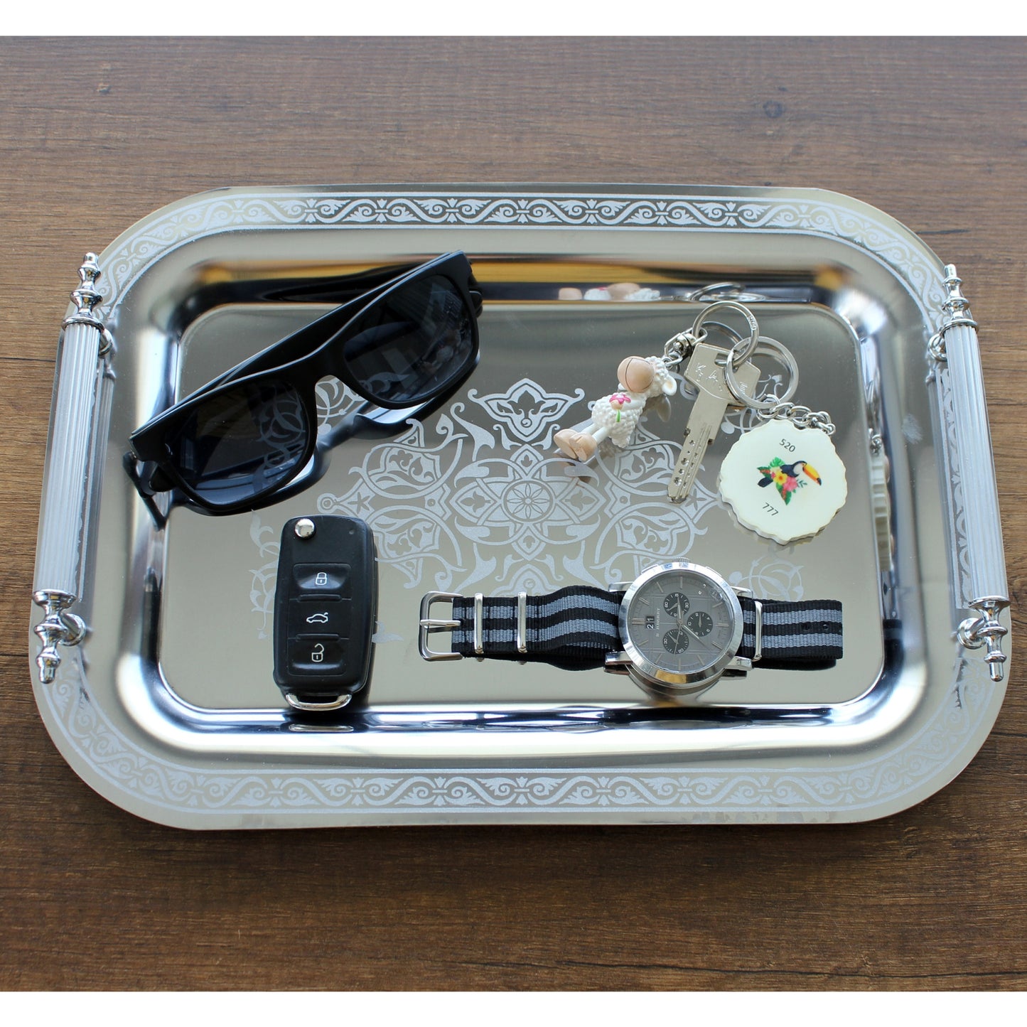 Set of 2 Modern Elegant Large Serving Tray, Rectangle Decorative Tray