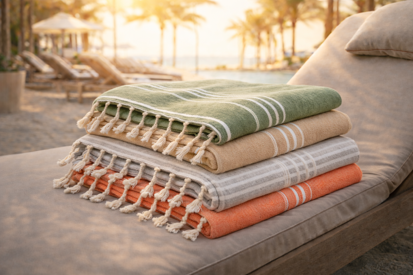 PARK & OZ Pack of 4 - Turkish Beach Towels – Oversized 100% Cotton Quick-Dry & Sand-Free Blanket 72" x 40"
