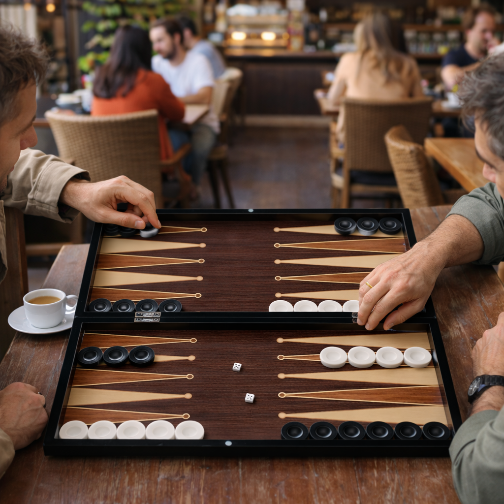PARK & OZ Premium Turkish Backgammon and Checkers Set 19 Inch Handmade  (WALNUT)