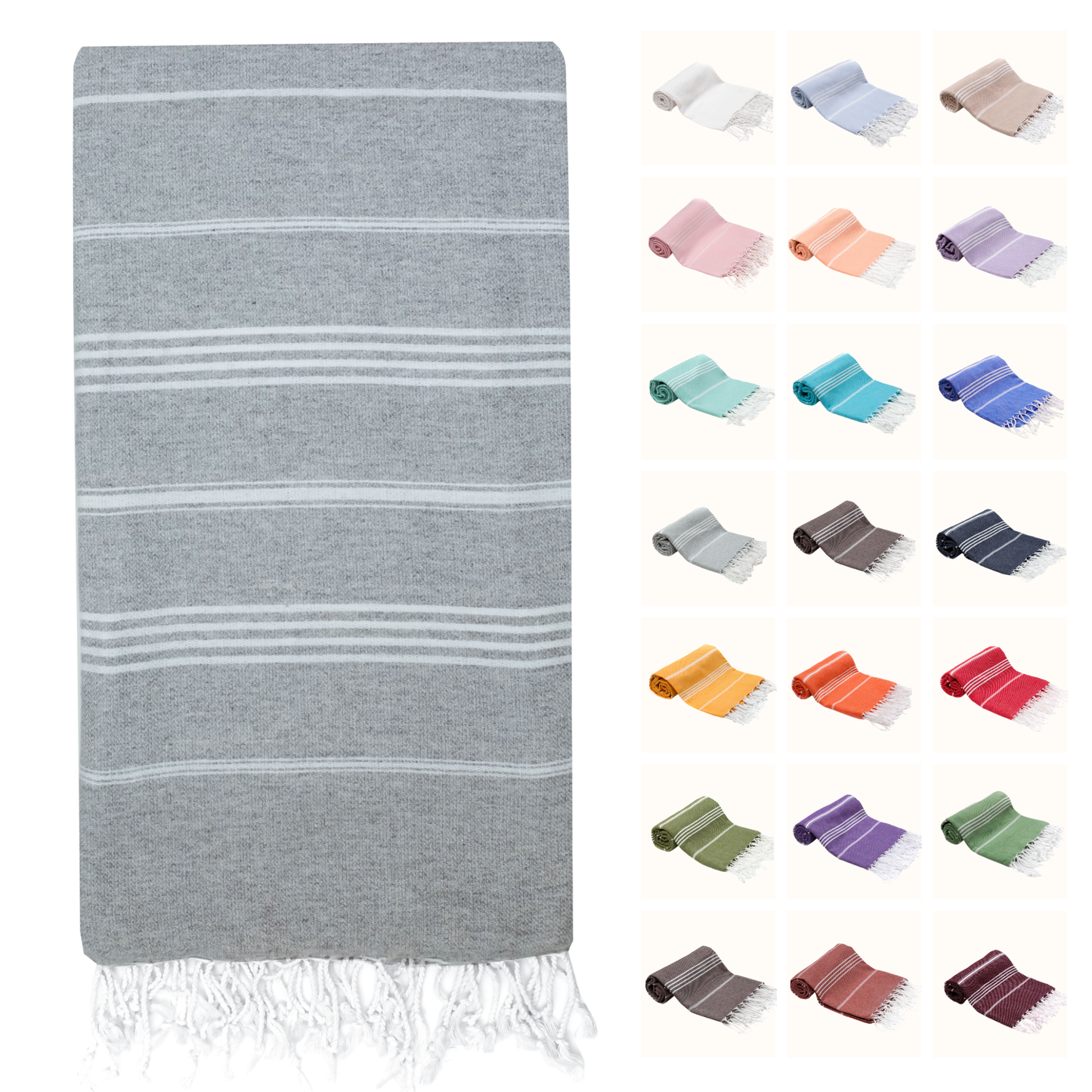 PARK & OZ Turkish Beach Towel – Oversized 100% Cotton Quick-Dry & Sand-Free Blanket 72"x40"